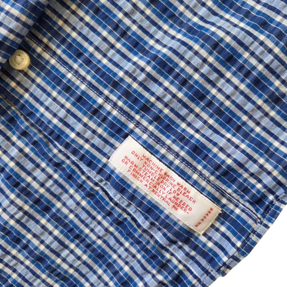 Brooks Brothers Original Polo Shirt Button Up Mens Small Blue Plaid Short Sleeve - Picture 6 of 8